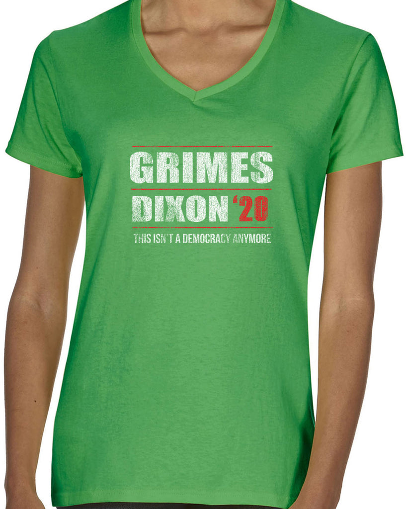 Grimes Dixon 2020 Womens V-neck Shirt scary horror zombie walking tv show dead walker daryl rick president campaign