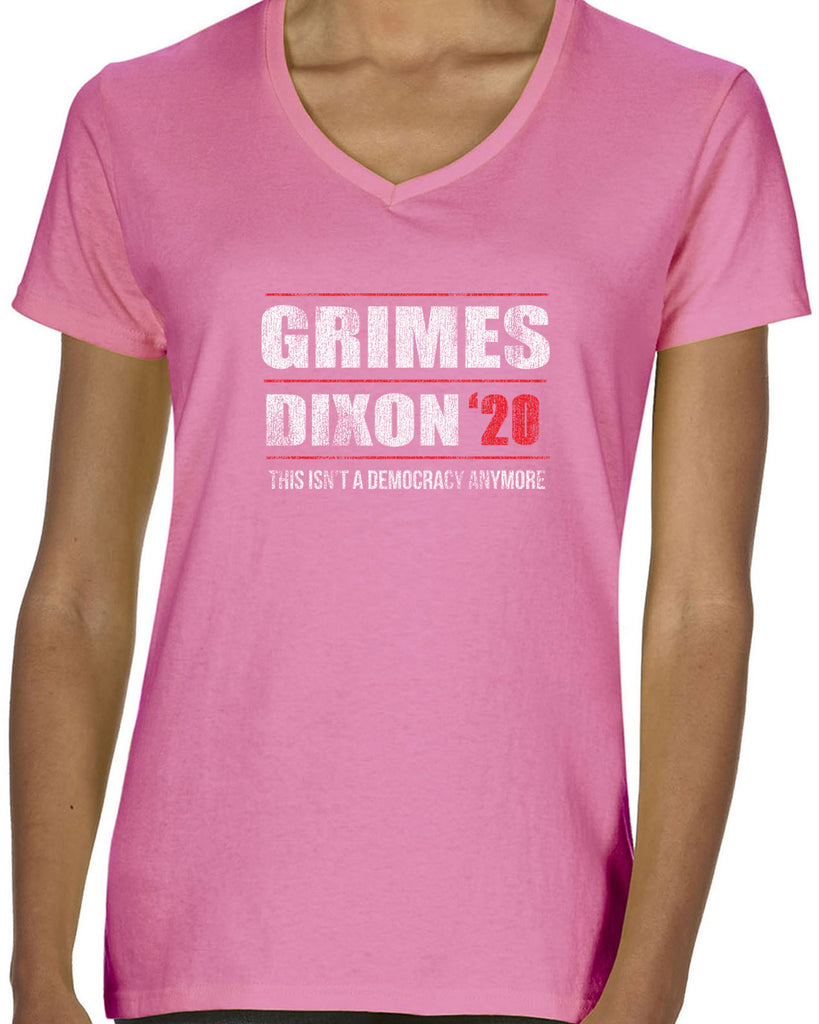 Grimes Dixon 2020 Womens V-neck Shirt scary horror zombie walking tv show dead walker daryl rick president campaign
