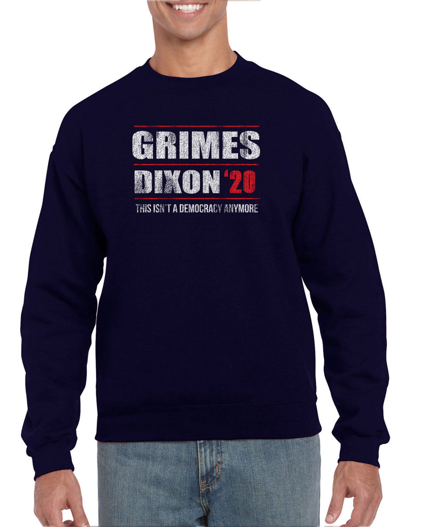 Grimes Dixon 2020 Crew Sweatshirt scary horror zombie walking tv show dead walker daryl rick president campaign