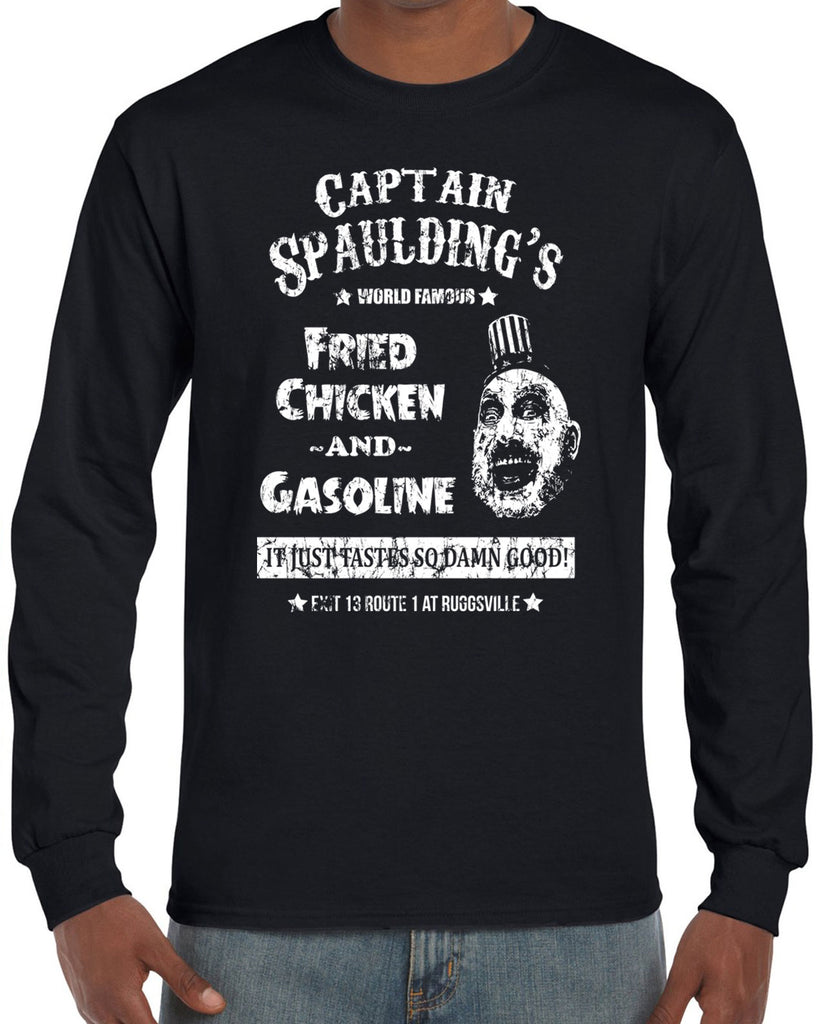 Hot Press Apparel Men's Shirt Long Sleeve Captain Spaulding Movie Fried Chicken Creepy Clown Costume Halloween Gift Present Sale Cult Classic