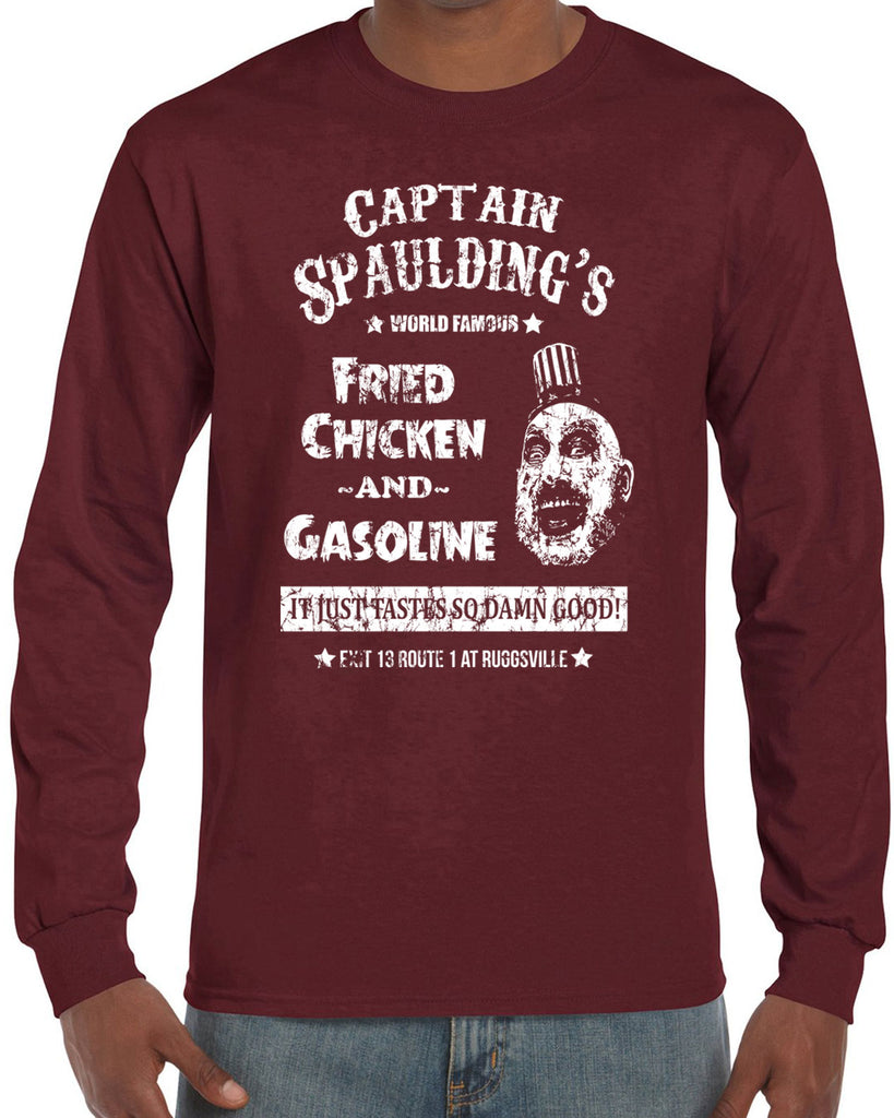 Hot Press Apparel Men's Shirt Long Sleeve Captain Spaulding Movie Fried Chicken Creepy Clown Costume Halloween Gift Present Sale Cult Classic