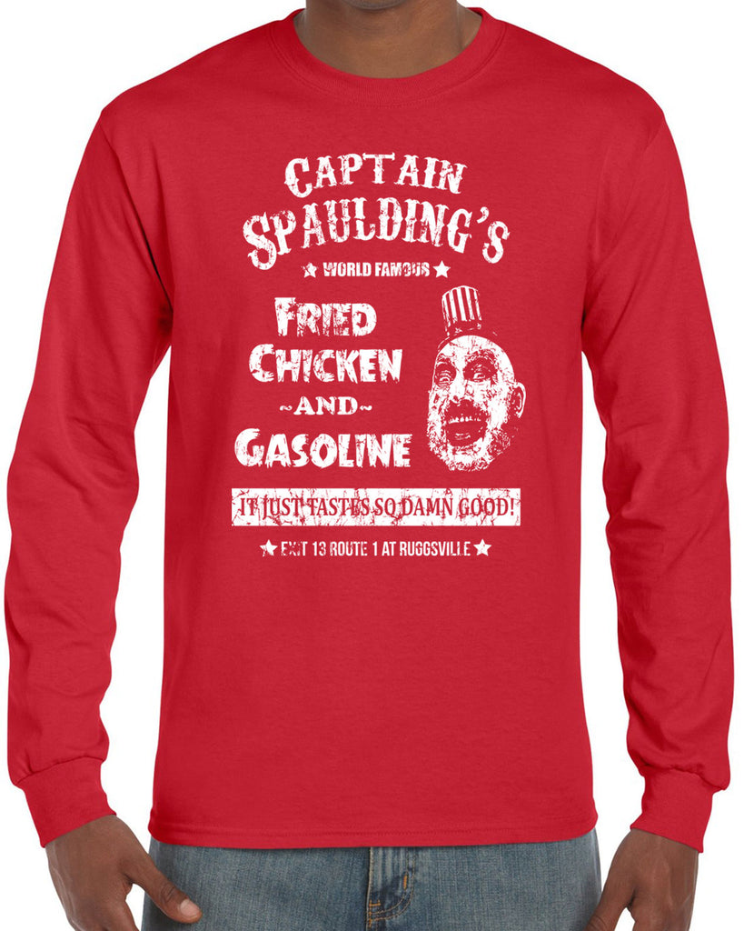 Hot Press Apparel Men's Shirt Long Sleeve Captain Spaulding Movie Fried Chicken Creepy Clown Costume Halloween Gift Present Sale Cult Classic