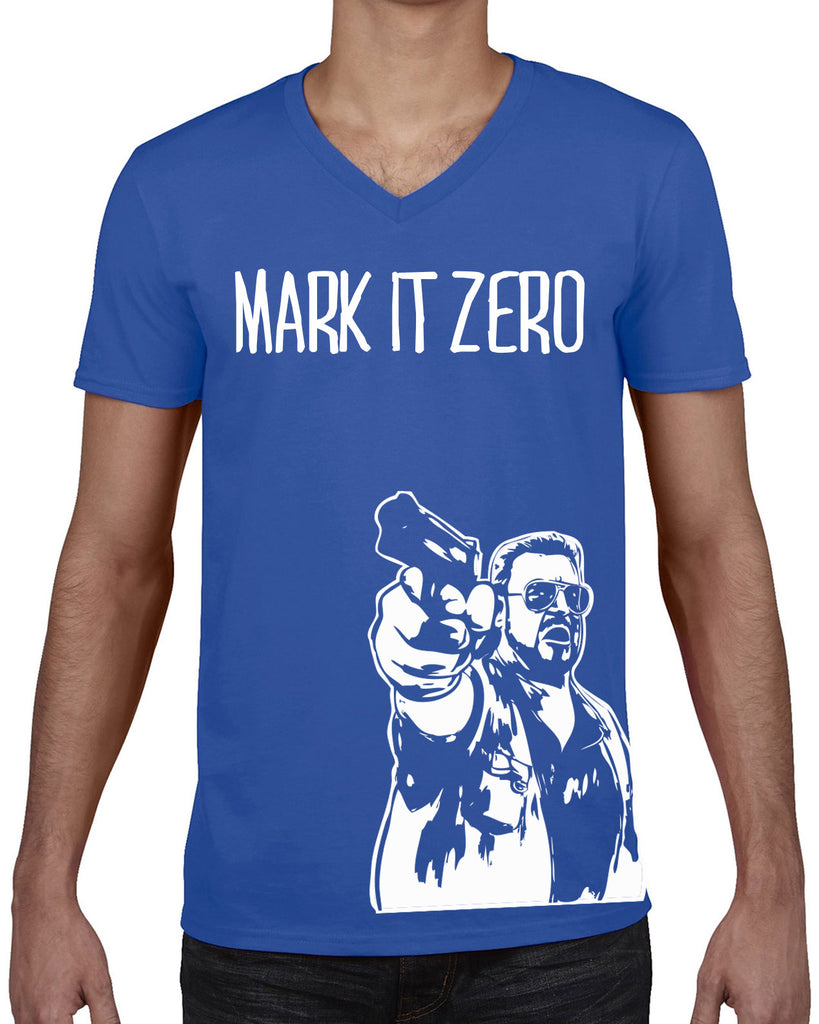 Mark It Zero Mens V-neck T-shirt funny the dude bowling lebowski stoner bong weed 90s movie walter