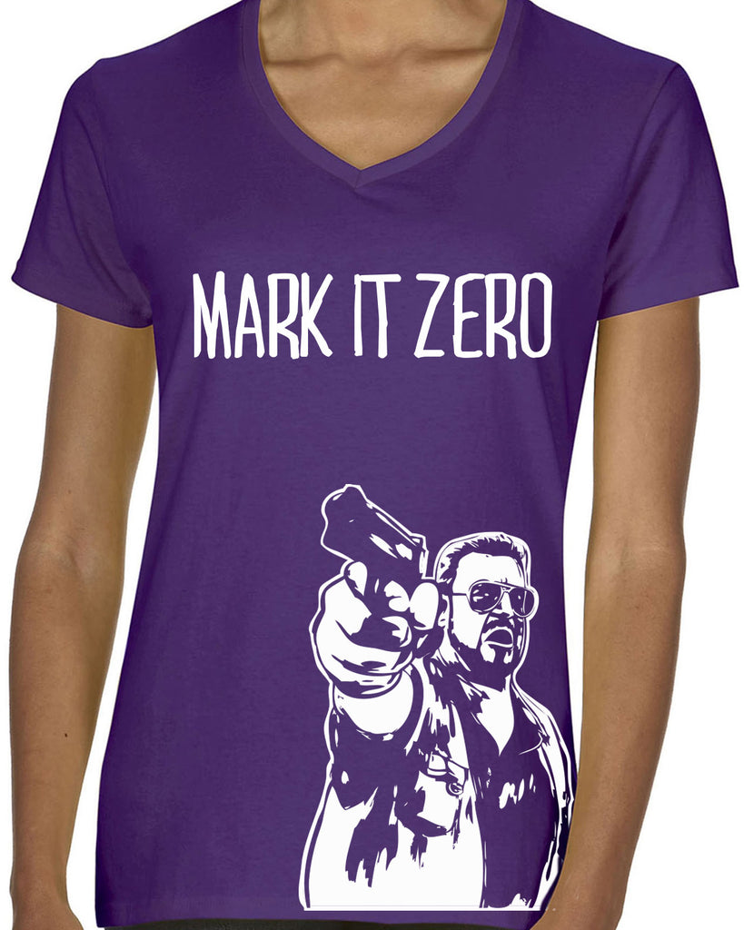 Mark It Zero Womens V-neck funny the dude bowling lebowski stoner bong weed 90s movie walter