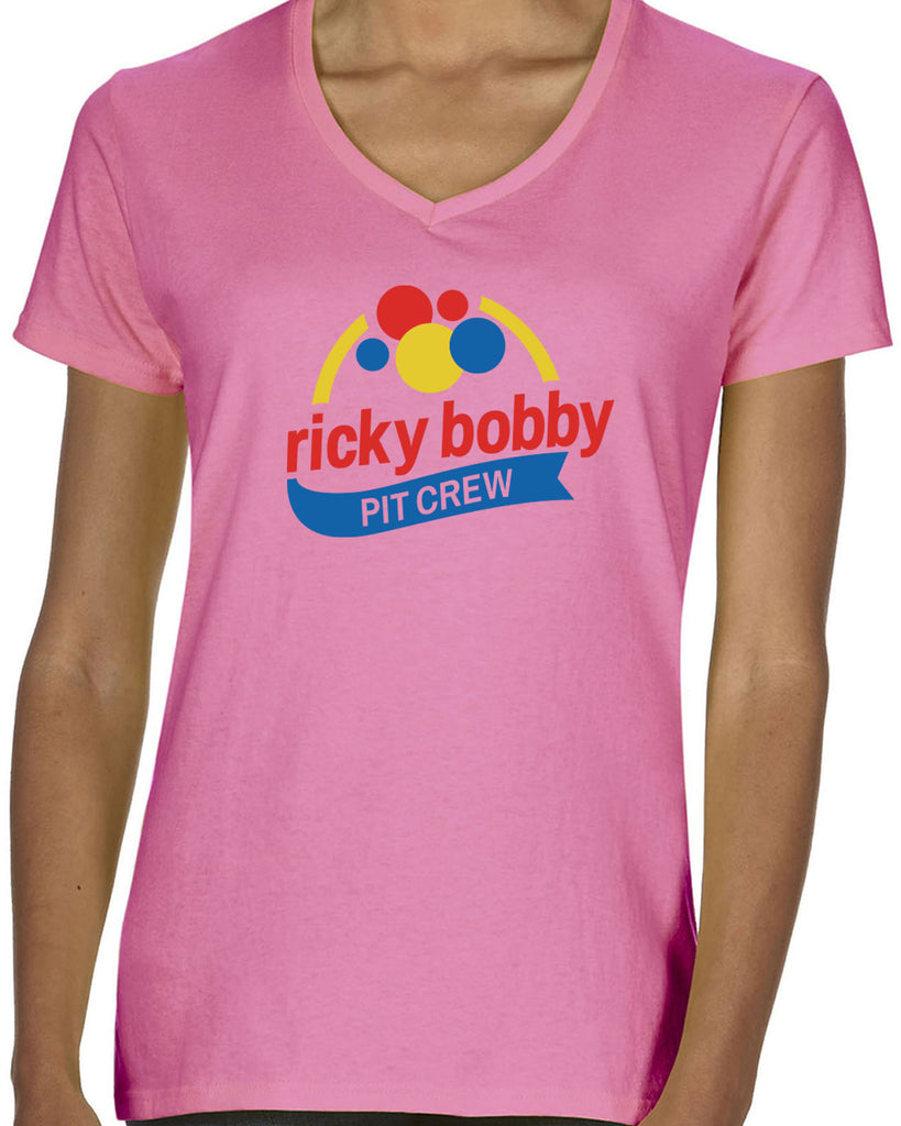 Ricky Bobby Pit Crew Womens V-neck Shirt race car racing halloween costume shake and bake first your last funny movie