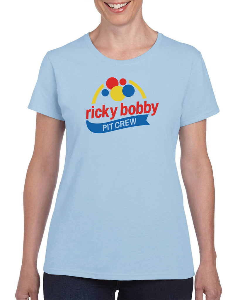 Ricky BobbY Pit Crew Womens T-shirt race car racing halloween costume shake and bake first your last funny movie