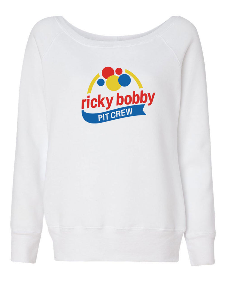 Women's Off the Shoulder Sweatshirt - Ricky Bobby Pit Crew