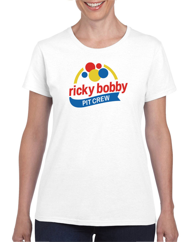 Ricky BobbY Pit Crew Womens T-shirt race car racing halloween costume shake and bake first your last funny movie