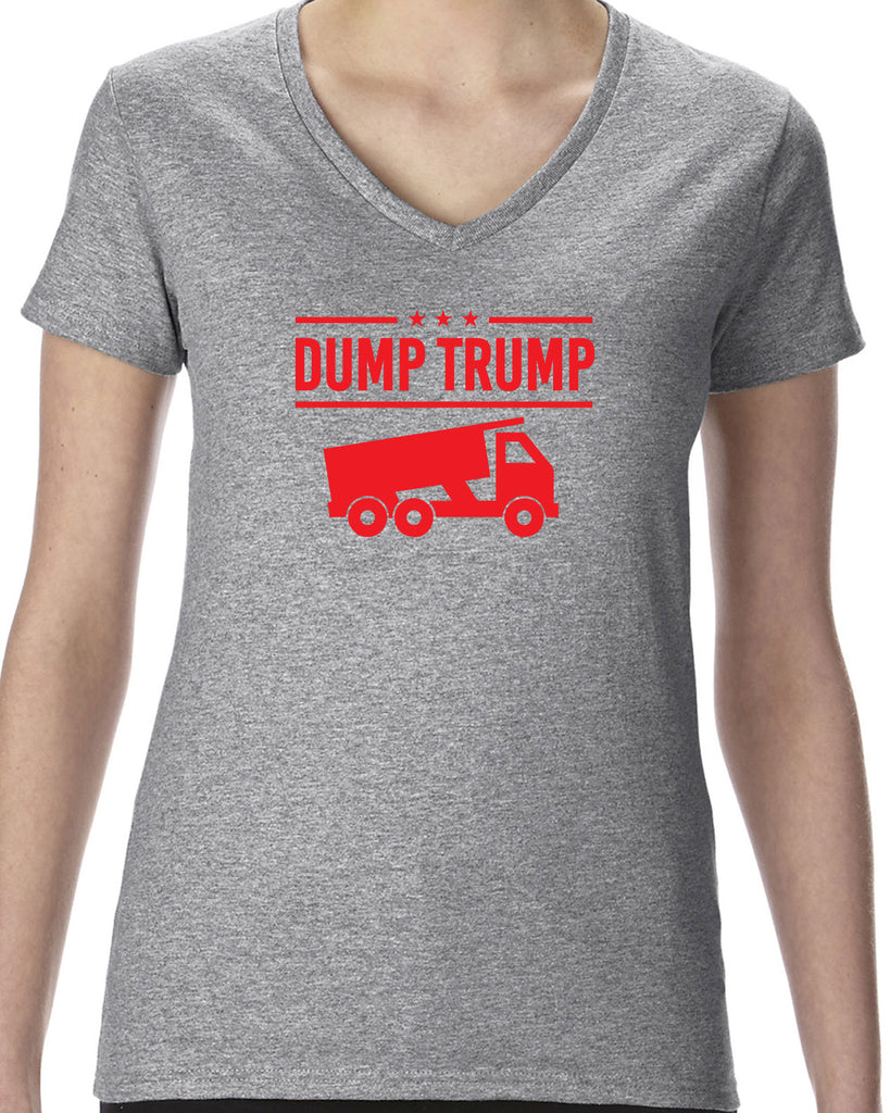 Dump Trump Womens V-neck Shirt democrat progressive liberal not my president anti trump election politics