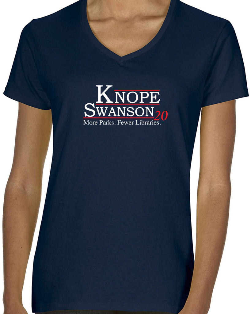 Knope Swanson 2020 Womens V-neck Shirt tv show parks and rec leslie ron president campaign election