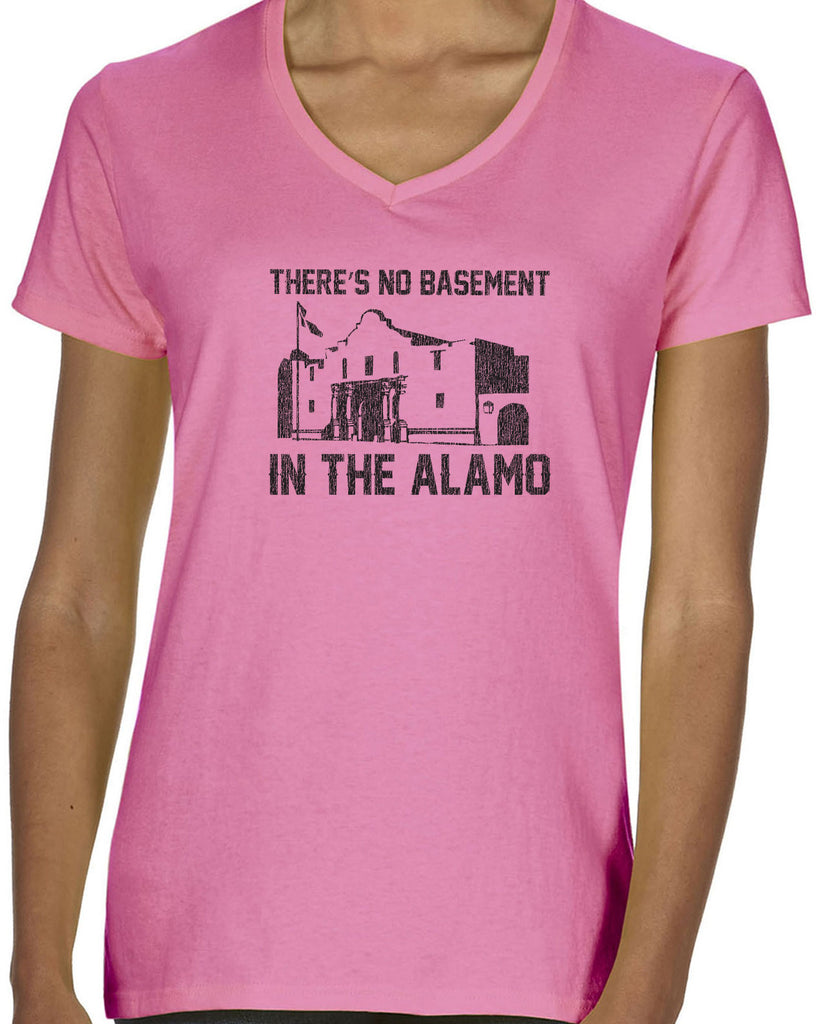 Theres no basement in the alamo Womens V-neck Shirt funny 80s movie pee wees big adventure texas history vintage retro