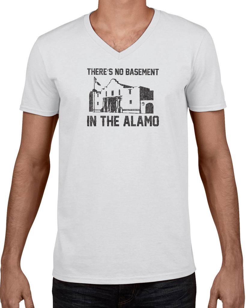 Theres no basement in the alamo Mens V-neck Shirt funny 80s movie pee wees big adventure texas history vintage retro