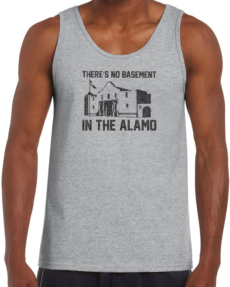 Men's Sleeveless Tank Top - Theres No Basement in the Alamo