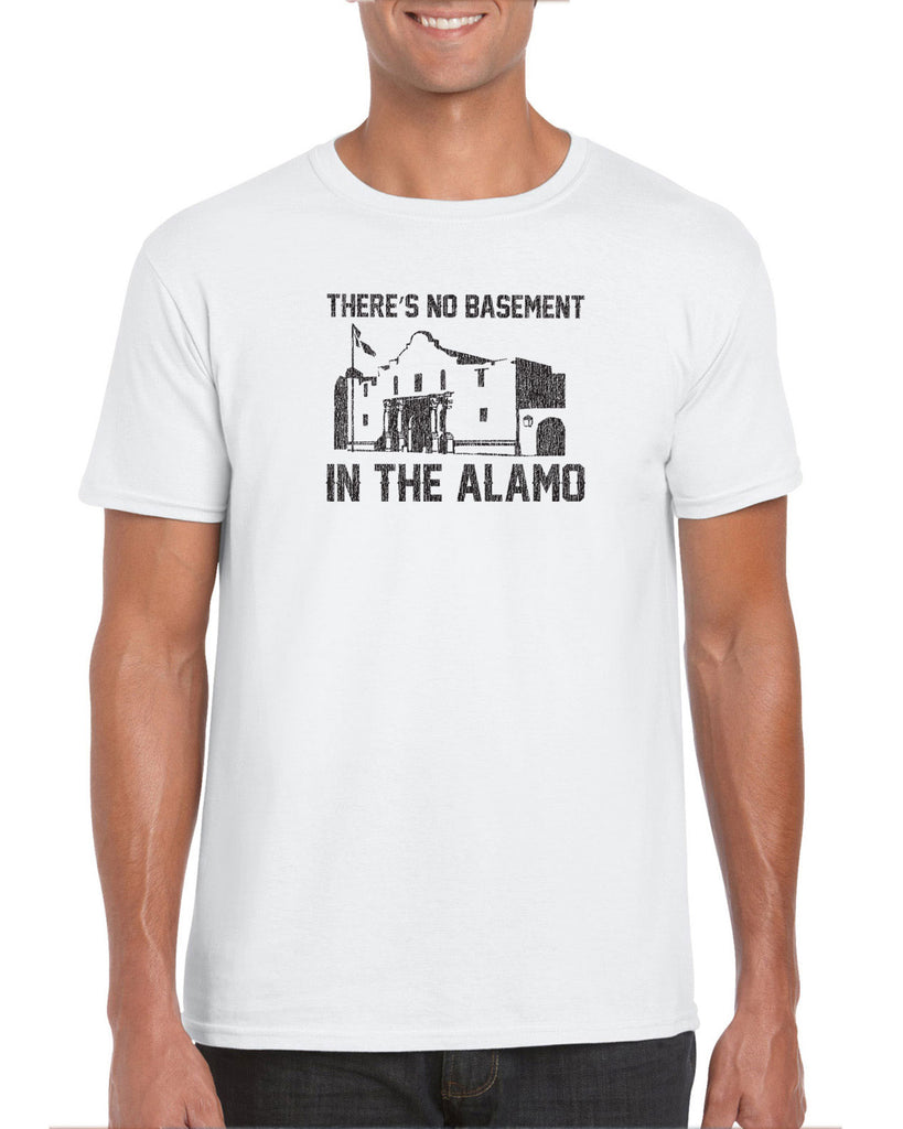 Theres no basement in the alamo Mens T-shirt funny 80s movie pee wees big adventure texas history vintage retro