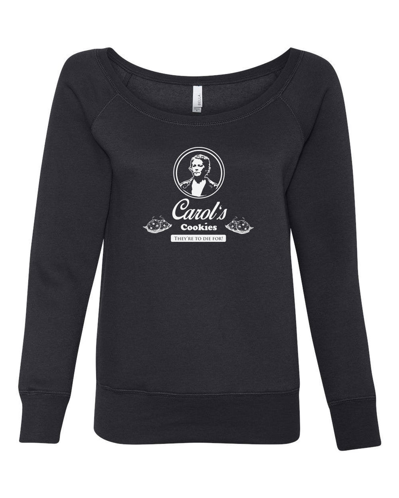 Carols Cookies They're to Die for Off the Shoulder Crew Sweatshirt zombie walker walking dead tv show gore blood whispers