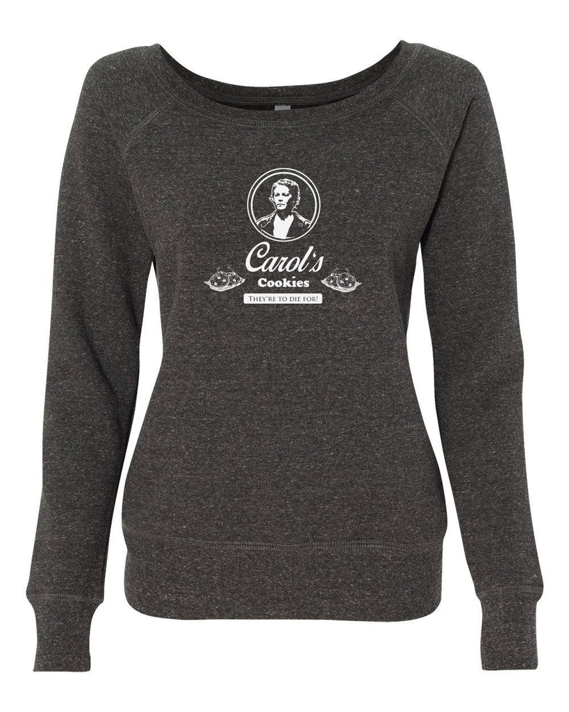 Carols Cookies They're to Die for Off the Shoulder Crew Sweatshirt zombie walker walking dead tv show gore blood whispers