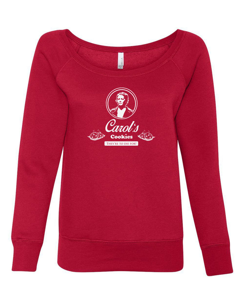 Carols Cookies They're to Die for Off the Shoulder Crew Sweatshirt zombie walker walking dead tv show gore blood whispers