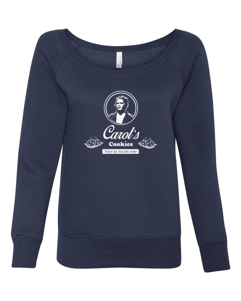 Carols Cookies They're to Die for Off the Shoulder Crew Sweatshirt zombie walker walking dead tv show gore blood whispers