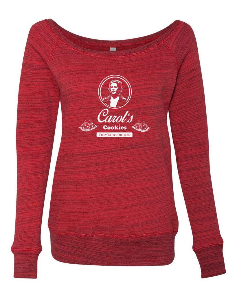 Carols Cookies They're to Die for Off the Shoulder Crew Sweatshirt zombie walker walking dead tv show gore blood whispers