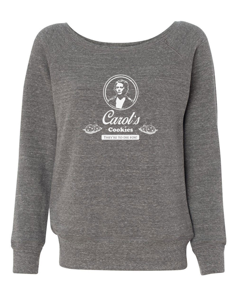 Carols Cookies They're to Die for Off the Shoulder Crew Sweatshirt zombie walker walking dead tv show gore blood whispers