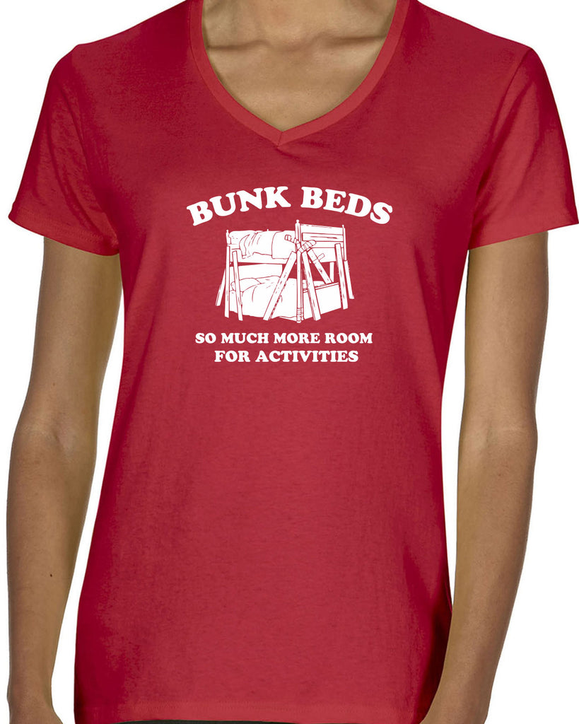 Bunk Beds Womens V-neck Shirt so much more room for activities step brothers funny movie prestige worldwide boats and hoes college party