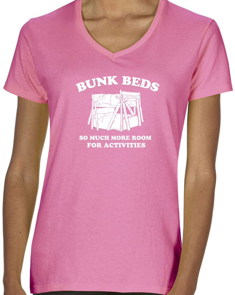 Bunk Beds Womens V-neck Shirt so much more room for activities step brothers funny movie prestige worldwide boats and hoes college party