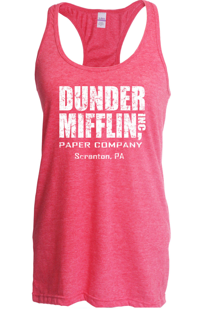Hot Press Apparel Dunder Mifflin Paper Company Costume Party Halloween Christmas TV Show Office Pam Dwight Jim Michael Funny Comedy Documentary Pennsylvania Party College Humor Men's Clothing Racer Back Tank Top Racerback