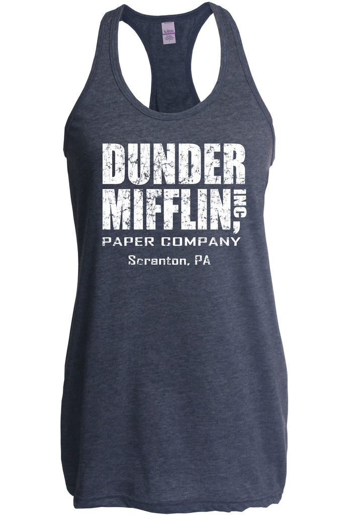 Hot Press Apparel Dunder Mifflin Paper Company Costume Party Halloween Christmas TV Show Office Pam Dwight Jim Michael Funny Comedy Documentary Pennsylvania Party College Humor Men's Clothing Racer Back Tank Top Racerback