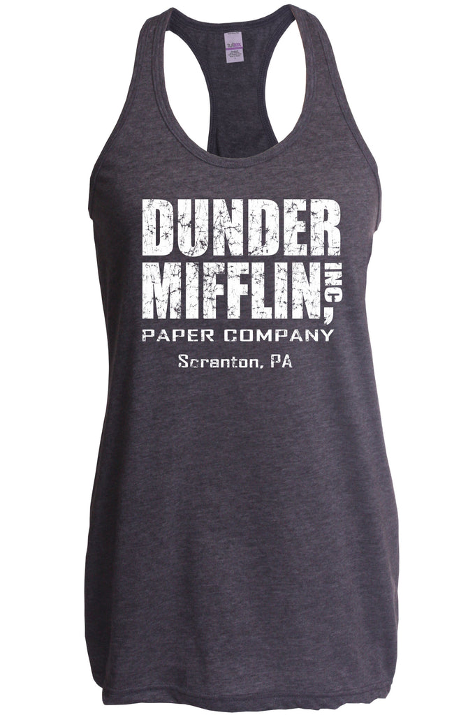 Hot Press Apparel Dunder Mifflin Paper Company Costume Party Halloween Christmas TV Show Office Pam Dwight Jim Michael Funny Comedy Documentary Pennsylvania Party College Humor Men's Clothing Racer Back Tank Top Racerback