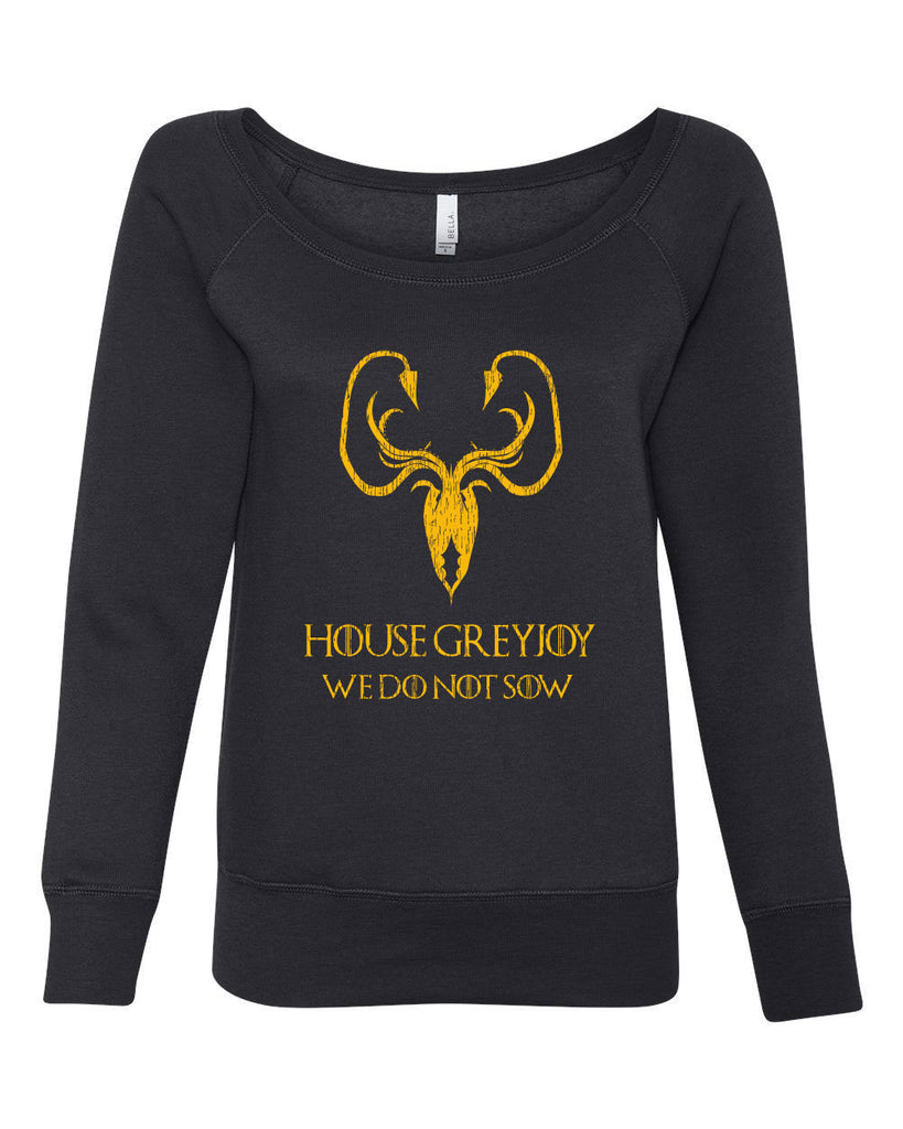 House Greyjoy Off The Shoulder Womens Crew Sweatshirt kraken we do not sow funny game of thrones reek theon iron islands castle westeros