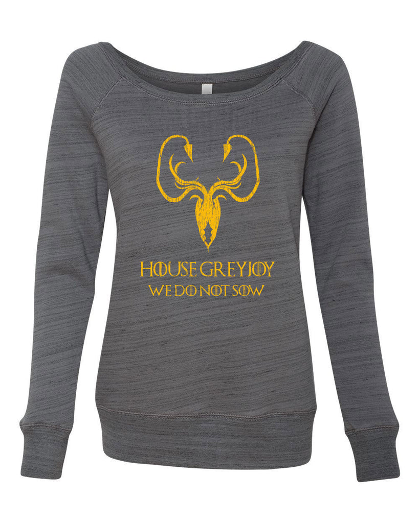 House Greyjoy Off The Shoulder Womens Crew Sweatshirt kraken we do not sow funny game of thrones reek theon iron islands castle westeros