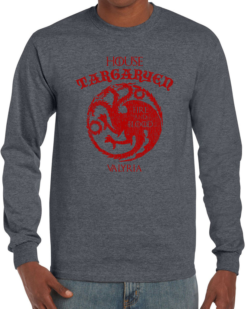 House Targaryen Long Sleeve Shirt fire and blood dragon Game of Thrones bend the knee Khaleesi queen daenerys sigil king fantasy Kings Landing