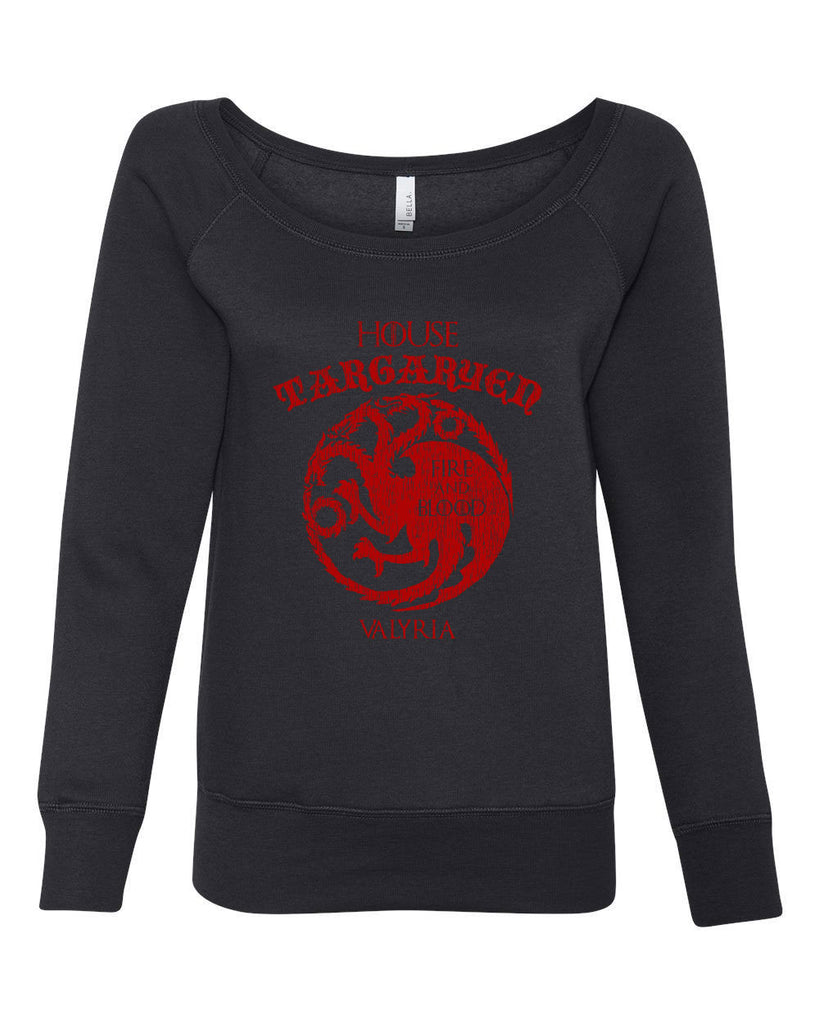 House Targaryen Womens Off the Shoulder Shirt fire and blood dragon Game of Thrones bend the knee Khaleesi queen daenerys sigil king fantasy Kings Landing