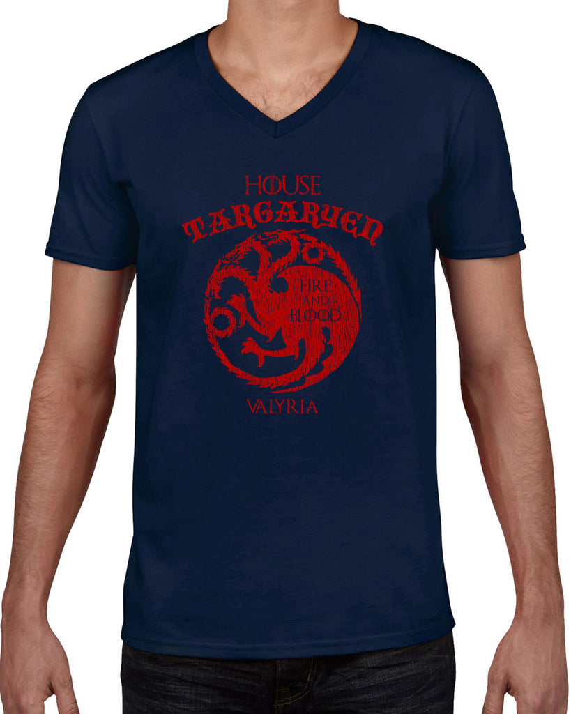 House Targaryen Mens V-neck Shirt fire and blood dragon Game of Thrones bend the knee Khaleesi queen daenerys sigil king fantasy Kings Landing