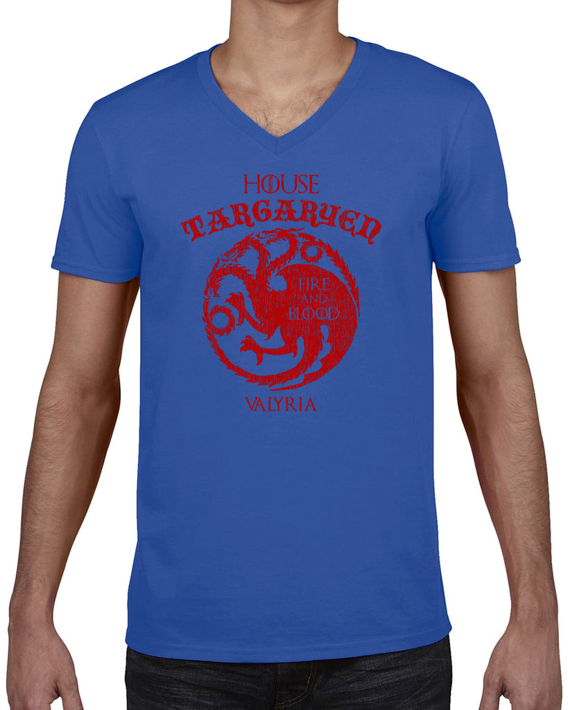 House Targaryen Mens V-neck Shirt fire and blood dragon Game of Thrones bend the knee Khaleesi queen daenerys sigil king fantasy Kings Landing