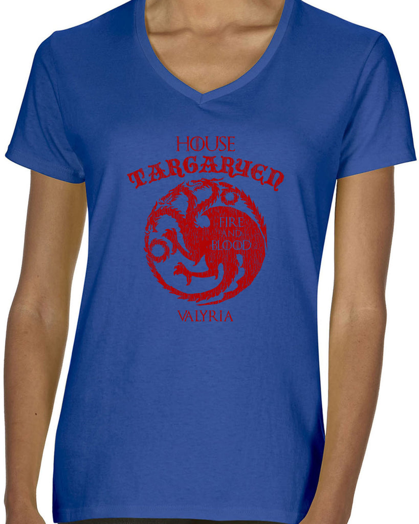 House Targaryen Womens V-neck Shirt fire and blood dragon Game of Thrones bend the knee Khaleesi queen daenerys sigil king fantasy Kings Landing