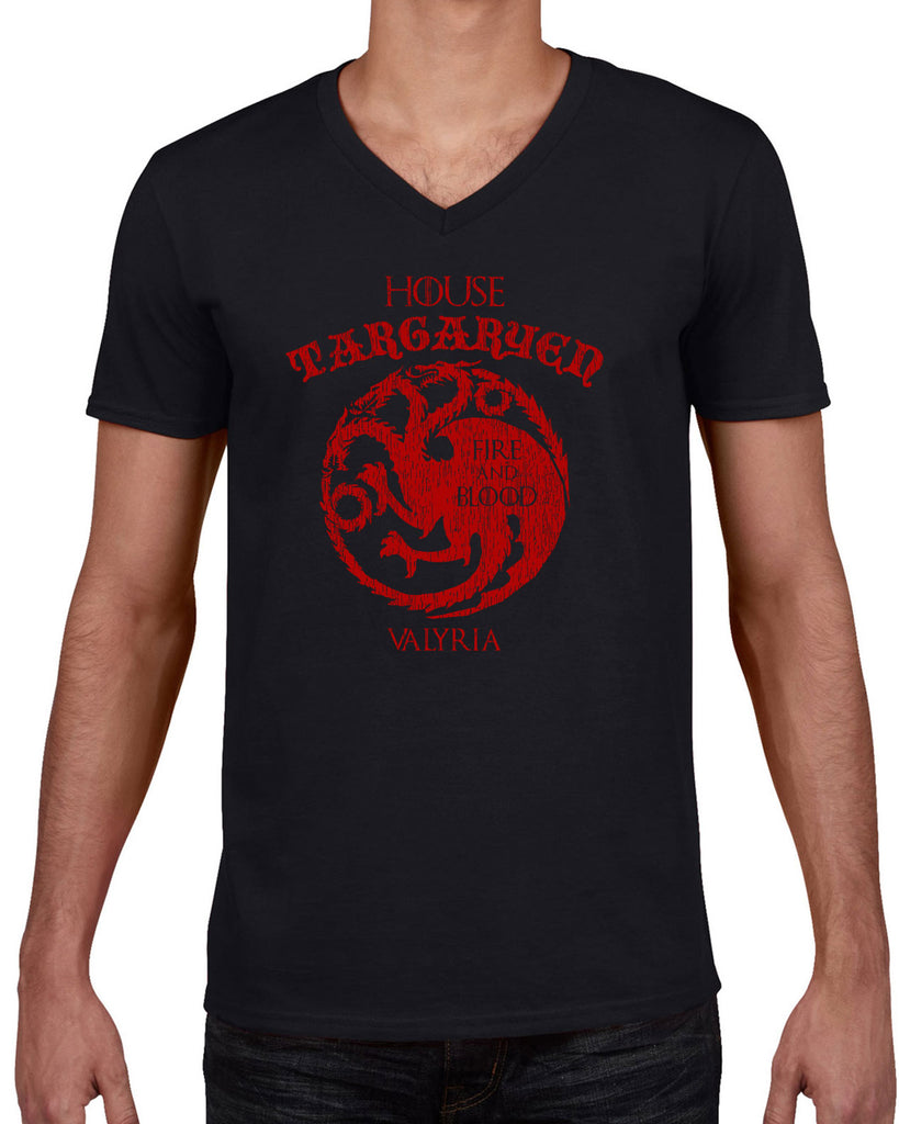 House Targaryen Mens V-neck Shirt fire and blood dragon Game of Thrones bend the knee Khaleesi queen daenerys sigil king fantasy Kings Landing