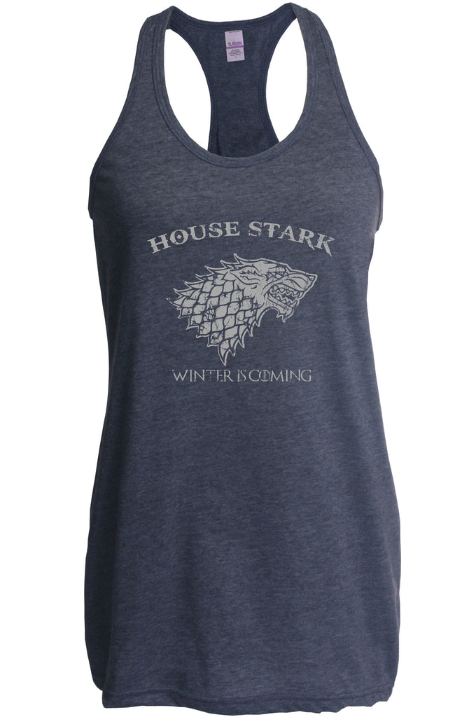 House Stark Womens Racerback Tank Top dire wolf winterfell game of thrones jon snow winter is coming the north remembers tv show fantasy westeros Kings Landing
