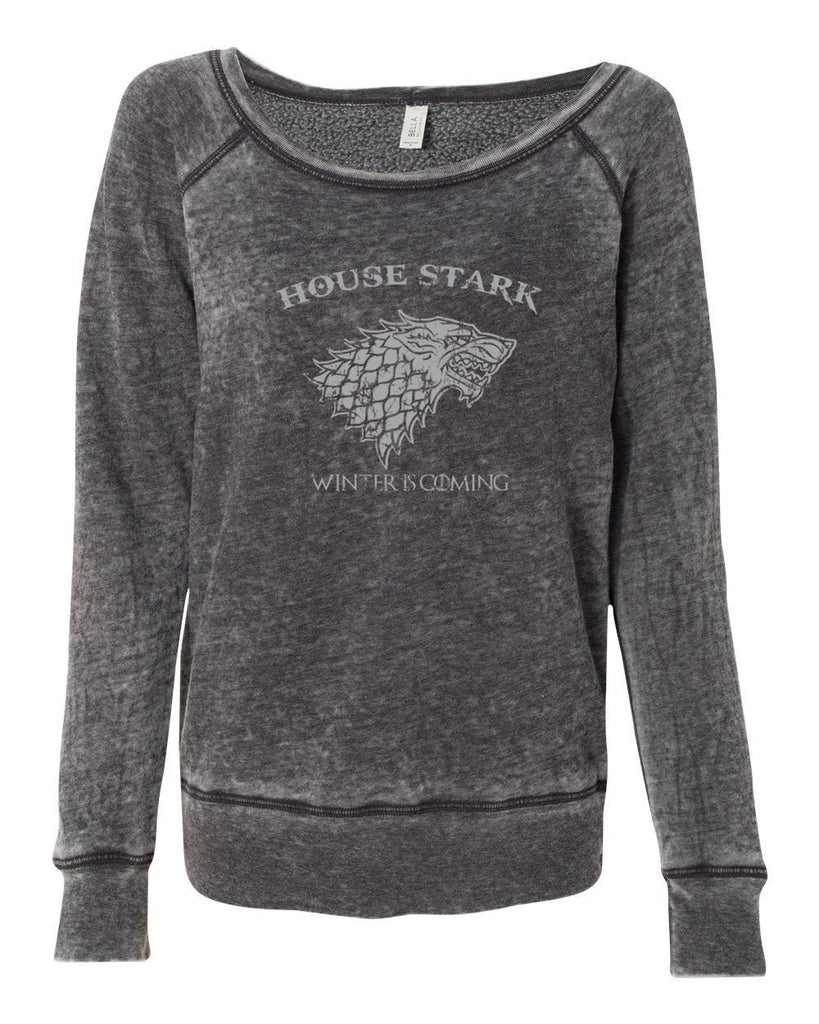 House Stark Womens Off the Shoulder Sweatshirt dire wolf winterfell game of thrones jon snow winter is coming the north remembers tv show fantasy westeros Kings Landing