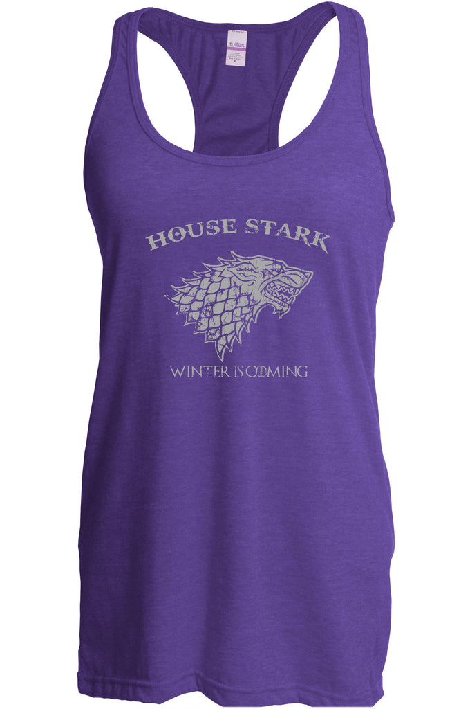 House Stark Womens Racerback Tank Top dire wolf winterfell game of thrones jon snow winter is coming the north remembers tv show fantasy westeros Kings Landing