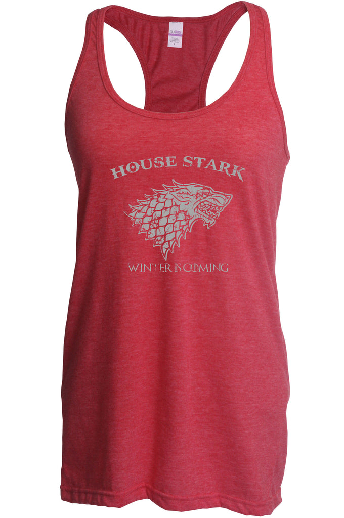 House Stark Womens Racerback Tank Top dire wolf winterfell game of thrones jon snow winter is coming the north remembers tv show fantasy westeros Kings Landing