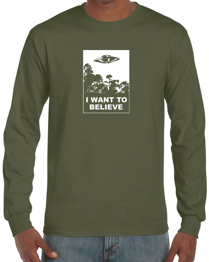 I want to believe Long Sleeve Shirt alien ufo tv show scary vintage retro flying saucer files