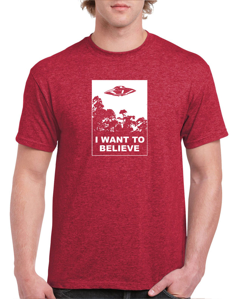 I want to believe Mens T-shirt alien ufo tv show scary vintage retro flying saucer files