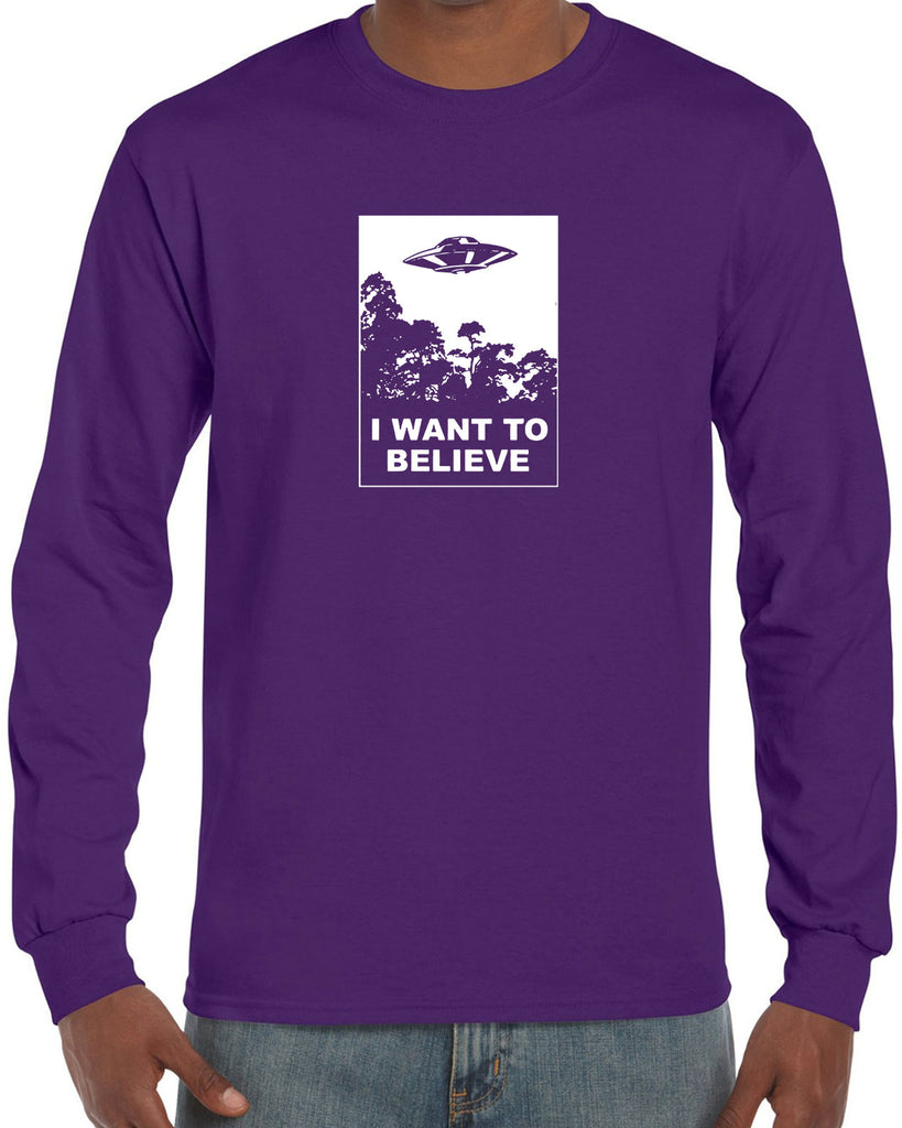 I want to believe Long Sleeve Shirt alien ufo tv show scary vintage retro flying saucer files