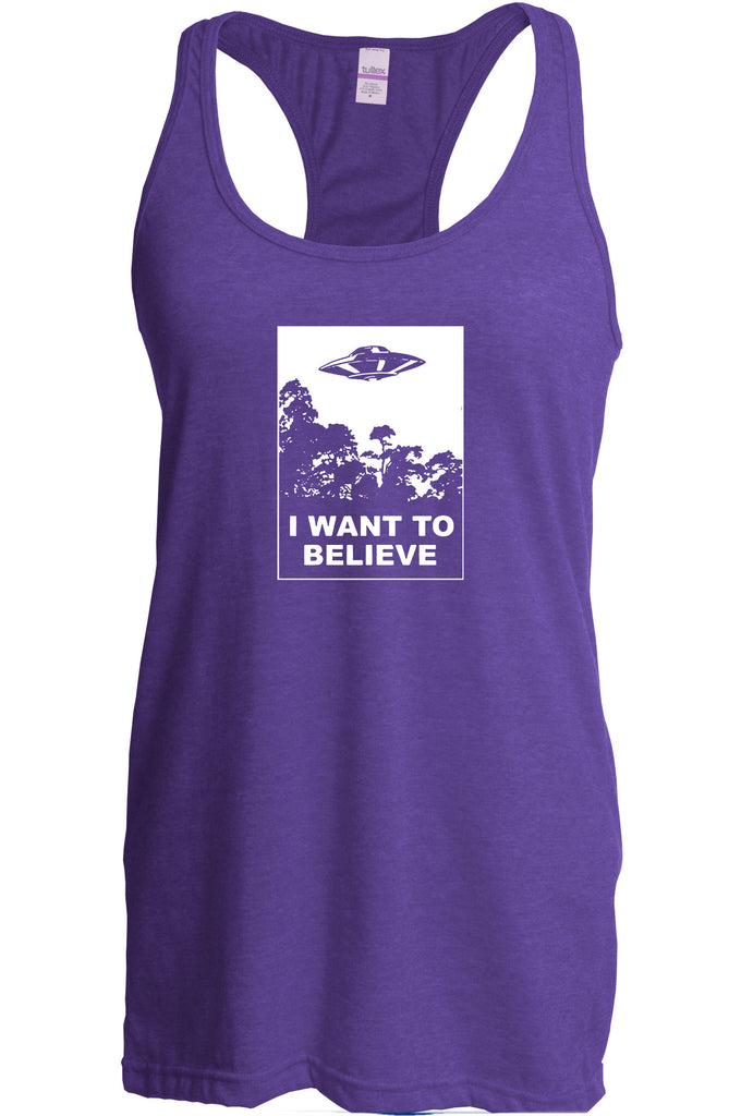 I want to believe Racerback Tank Top racer back alien ufo tv show scary vintage retro flying saucer files