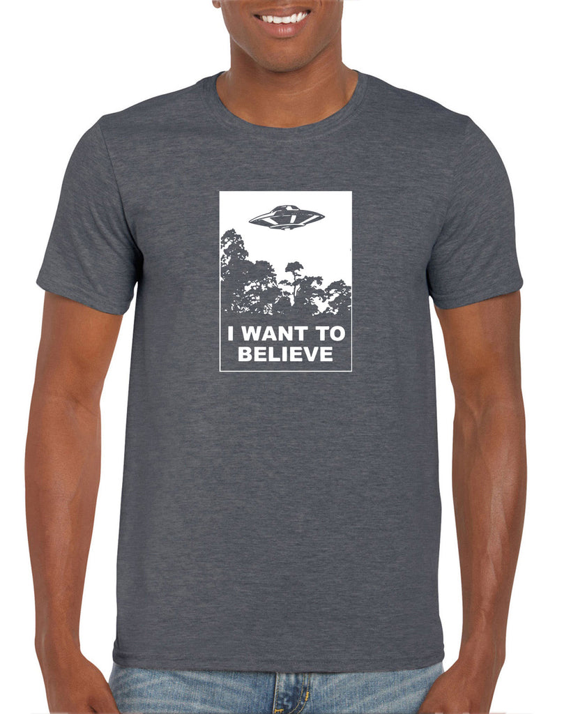 I want to believe Mens T-shirt alien ufo tv show scary vintage retro flying saucer files