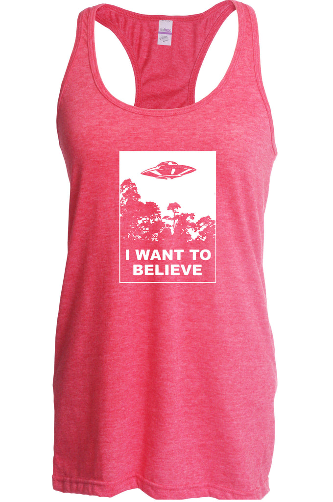 I want to believe Racerback Tank Top racer back alien ufo tv show scary vintage retro flying saucer files