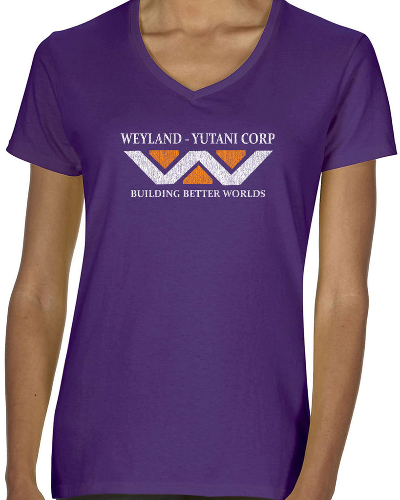 Weyland-Yutani Corporation Womens V-neck T-shirt aliens 80s movie scary horror film alien