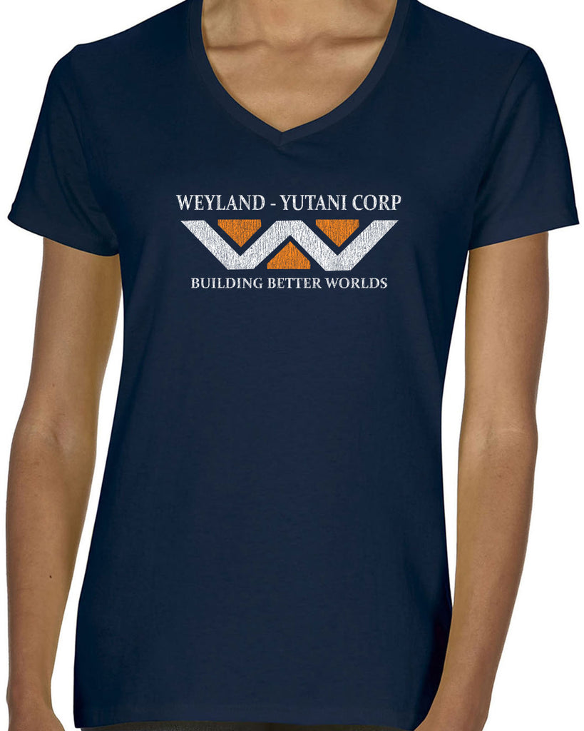 Weyland-Yutani Corporation Womens V-neck T-shirt aliens 80s movie scary horror film alien