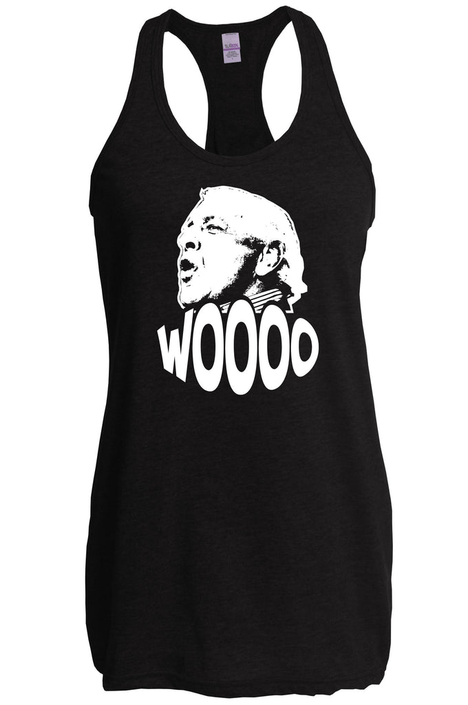 Wooo Racerback Tank Top racer back stylin', profilin', limousine riding, jet flying, kiss-stealing, wheelin' and dealin' son of a gun wrestling 90s wrestler legend champion heavy weight